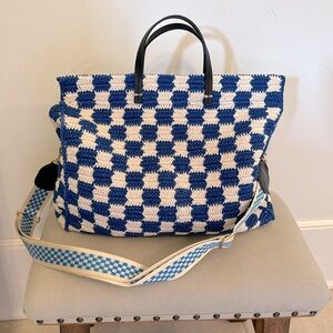 Clare V summer simple tote with checkered crossbody strap excellent condition